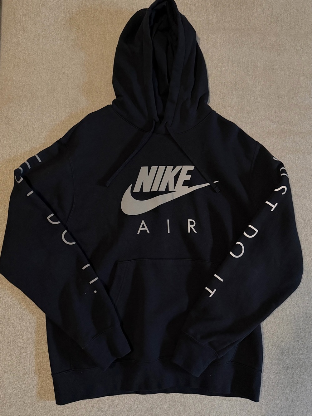 Nike Black Hoodie with Grey Nike Air Logo - Men's